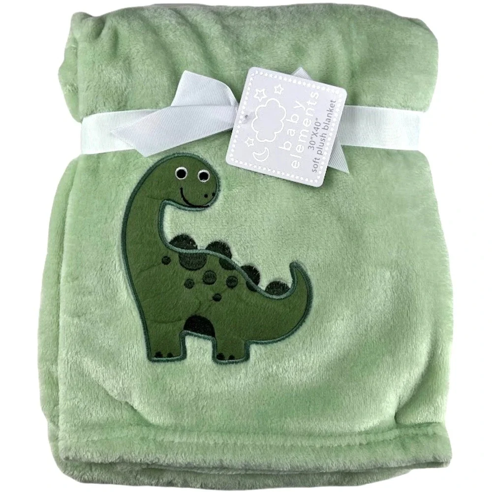 Baby Elements Green Dinosaur Blanket‎ Fleece Soft Boy Lovey NWT